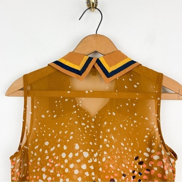 Cabi Women’s Orange Collard Sleeveless Sheer Top Sz XS - Picture 4 of 6